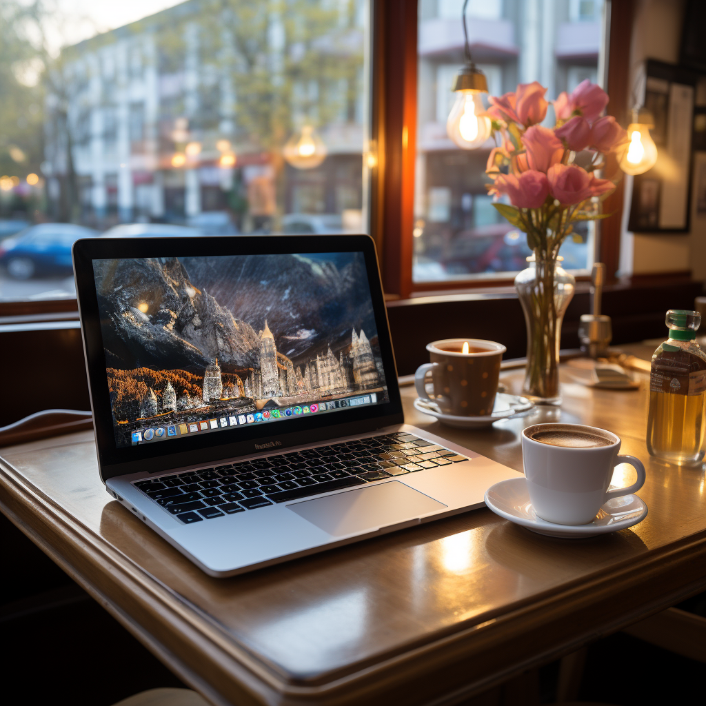 Laptop Cafe image created by Midjourney